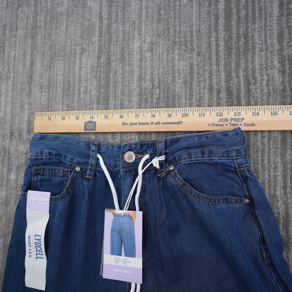 Wax Jean Collection Lyocell Wide Leg Jeans Medium Wash Blue Drawstring Size 3/26 - Picture 2 of 13